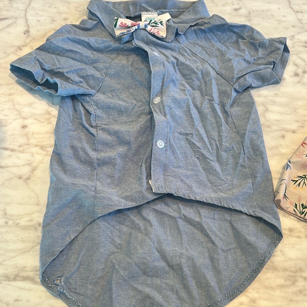 Dog Shirt with Floral Bow Tie